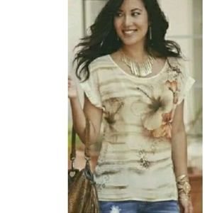 Final $4  Monroe & Main "Tiger Lily Sheer Hi-Lo Top" Sz. S